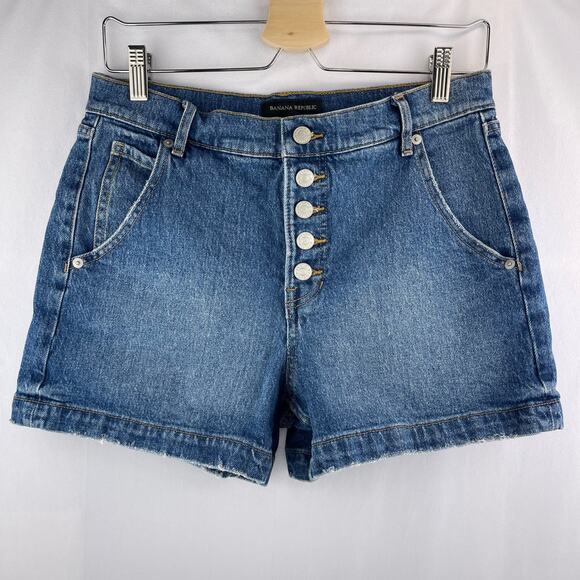Banana Republic Button Fly Denim Shorts Size 28 - Picture 1 of 8